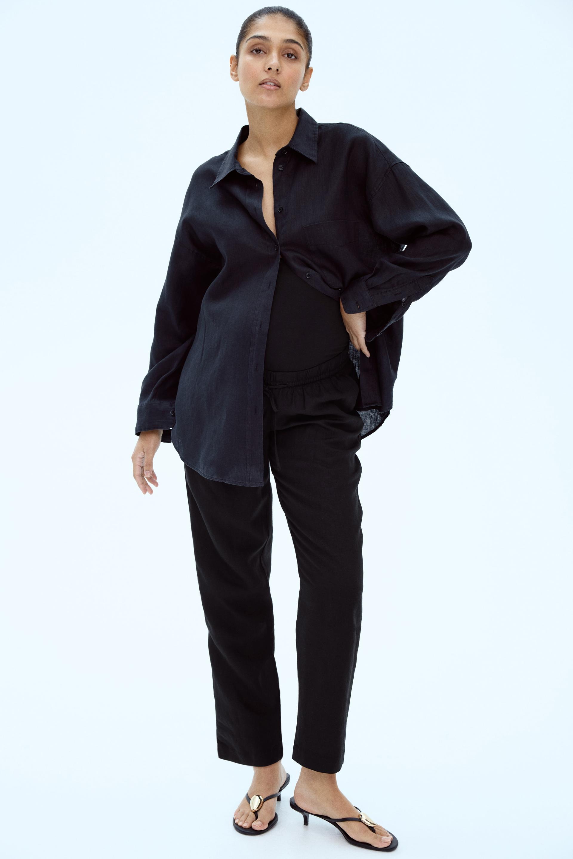 mama linen-blend pants