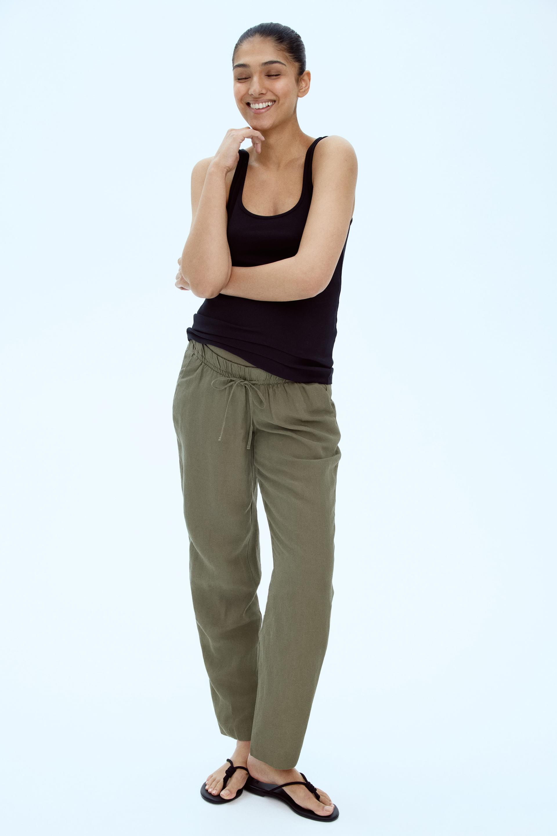 mama linen-blend pants