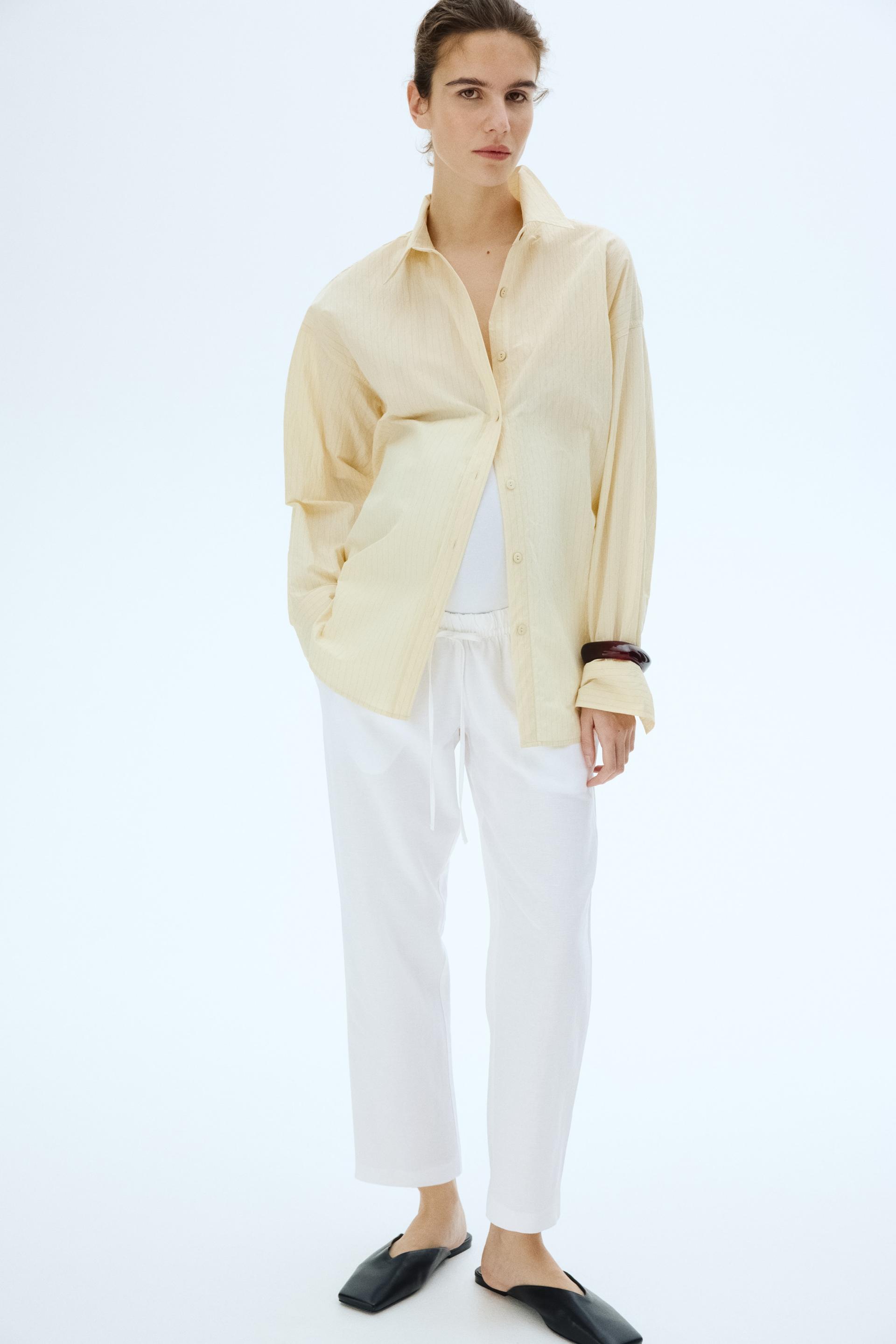 mama linen-blend pants