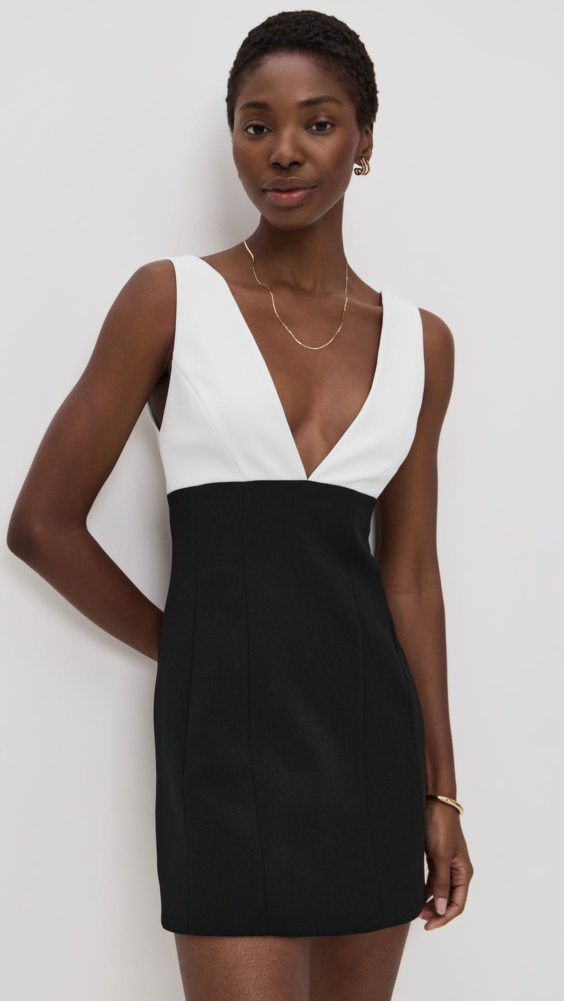 mandy deep plunge neck mini dress