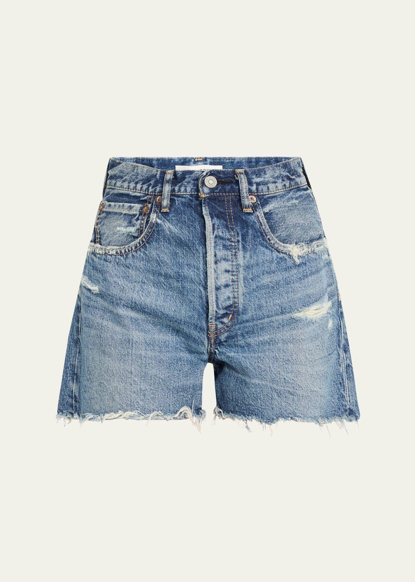 manhasset distressed denim shorts