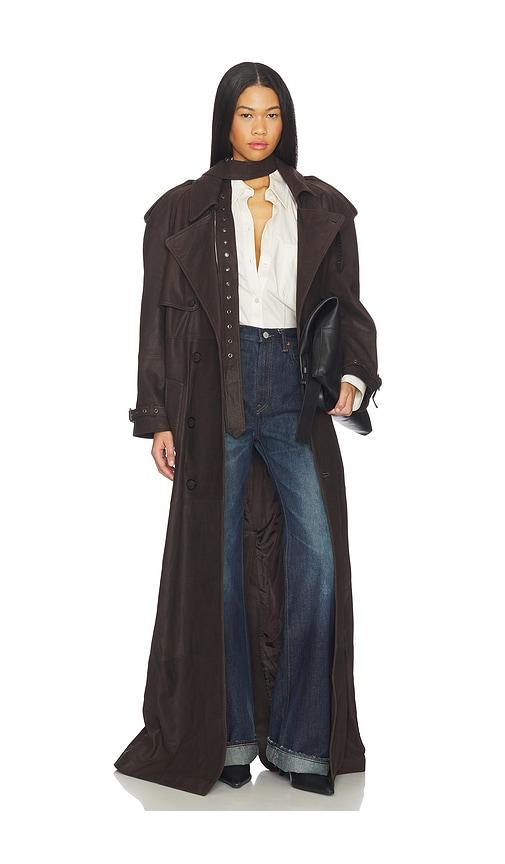 manokhi mireia trench coat in brown.