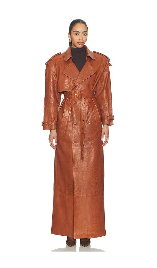 manokhi mireia trench coat in brown.