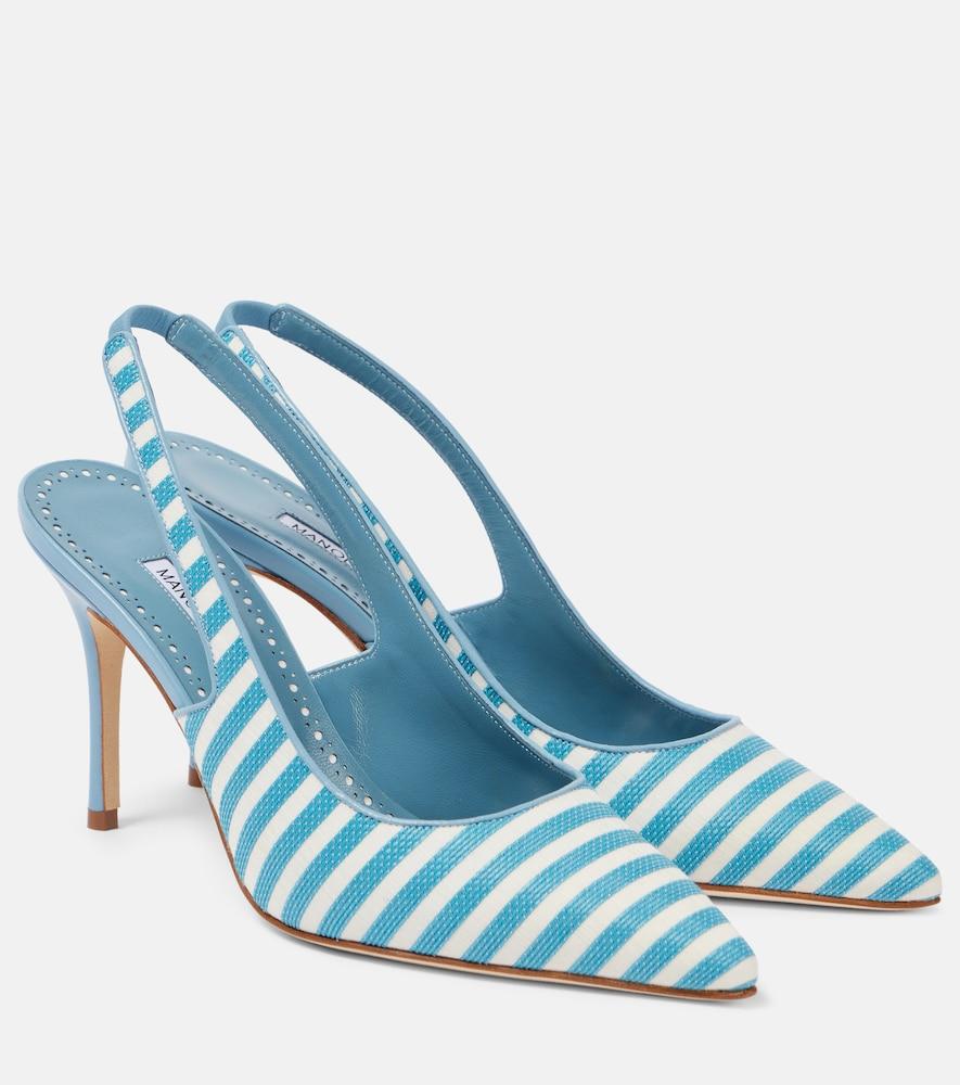 manolo blahnik allurafia 90 striped slingback pumps