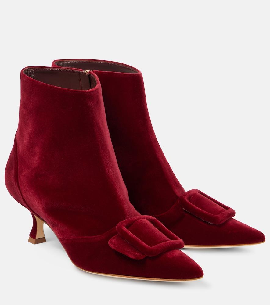 manolo blahnik baylow velvet ankle boots
