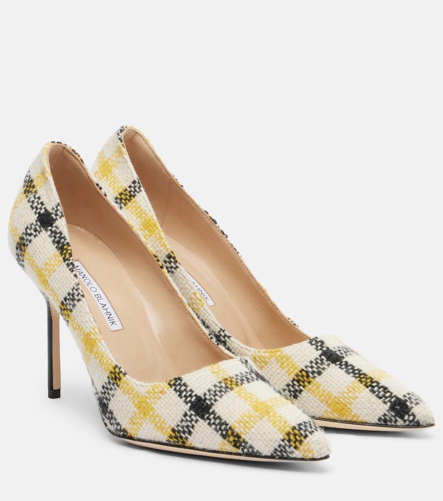 manolo blahnik bb 90 plaid pumps