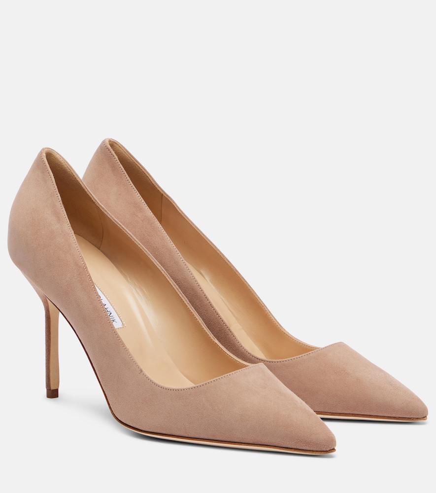 manolo blahnik bb 90 suede pumps