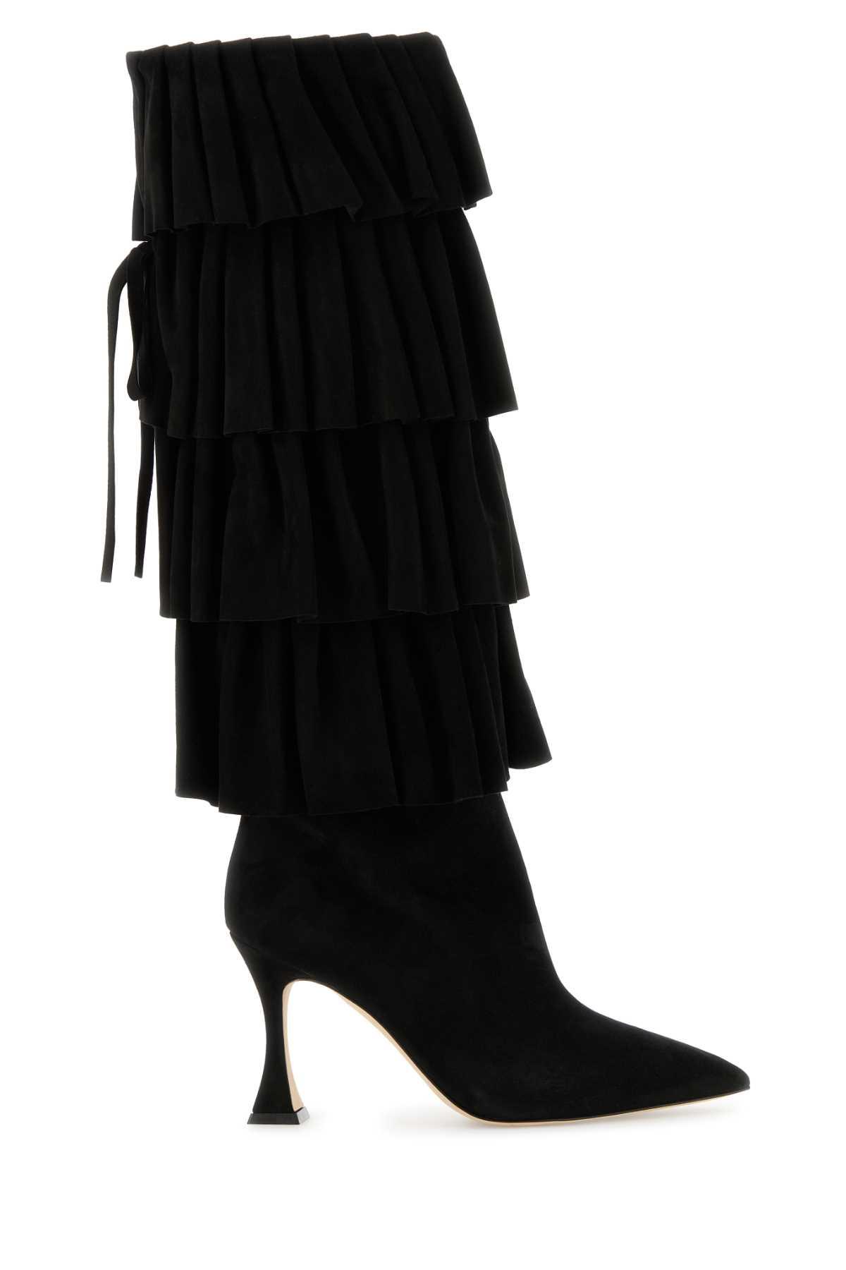 manolo blahnik black suede miralone boots