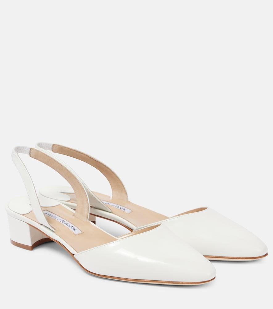 manolo blahnik bridal aspro 30 leather slingback pumps