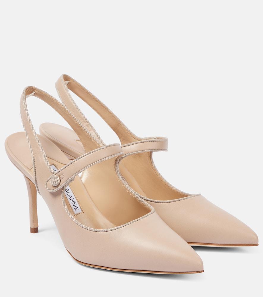 manolo blahnik campari 90 suede slingback pumps