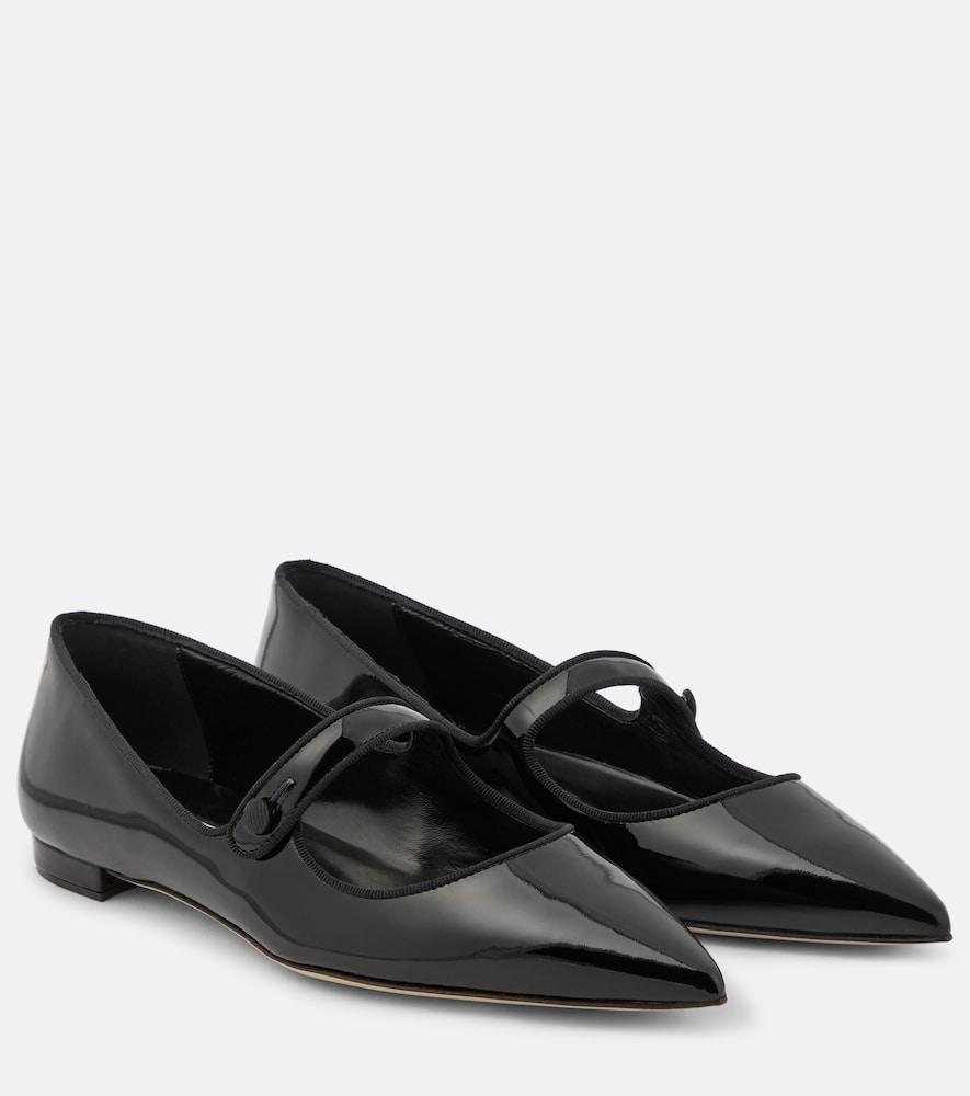 manolo blahnik campari patent leather mary jane flats