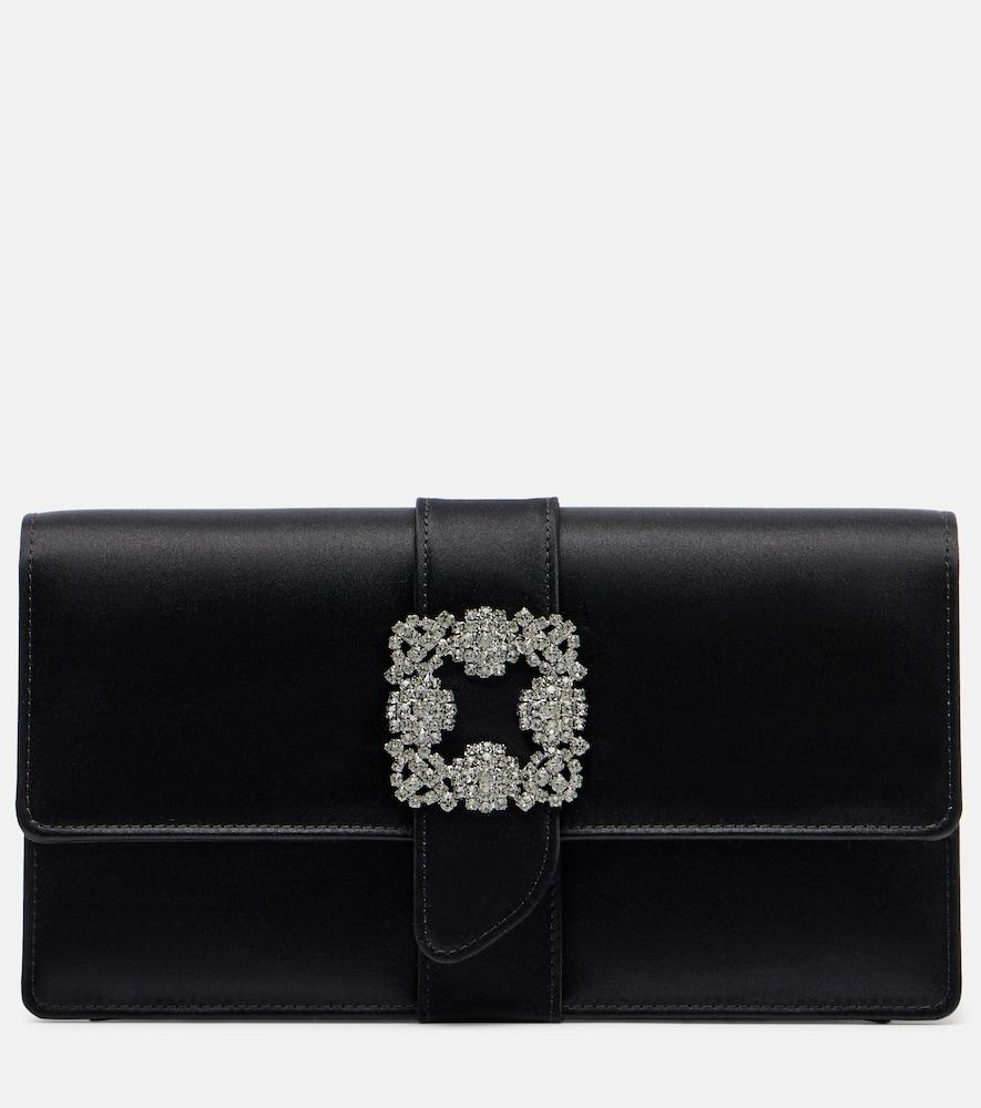 manolo blahnik capri embellished satin clutch