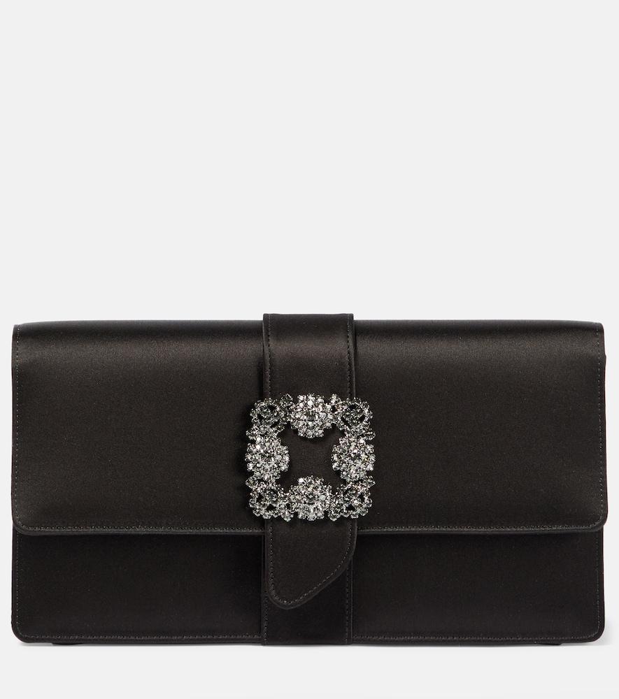 manolo blahnik capri embellished satin clutch