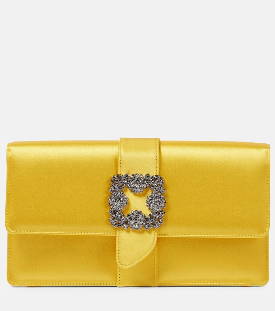 manolo blahnik capri embellished satin clutch