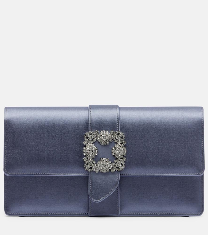 manolo blahnik capri embellished satin clutch