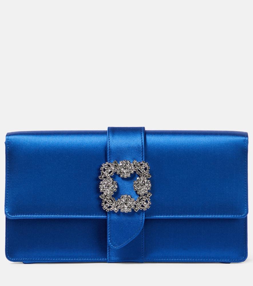 manolo blahnik capri embellished satin clutch