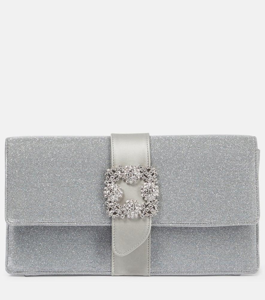 manolo blahnik capri glitter embellished clutch