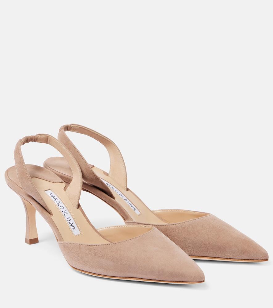 manolo blahnik carolyne 70 suede slingback pumps