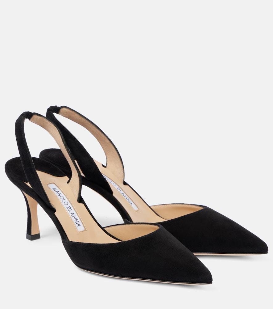 manolo blahnik carolyne 70 suede slingback pumps
