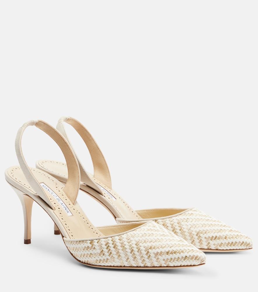 manolo blahnik carolyne woven slingback pumps