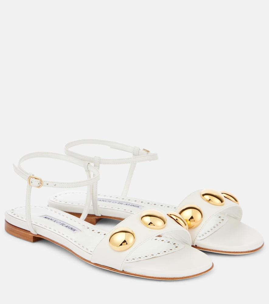 manolo blahnik chaouhen embellished leather sandals