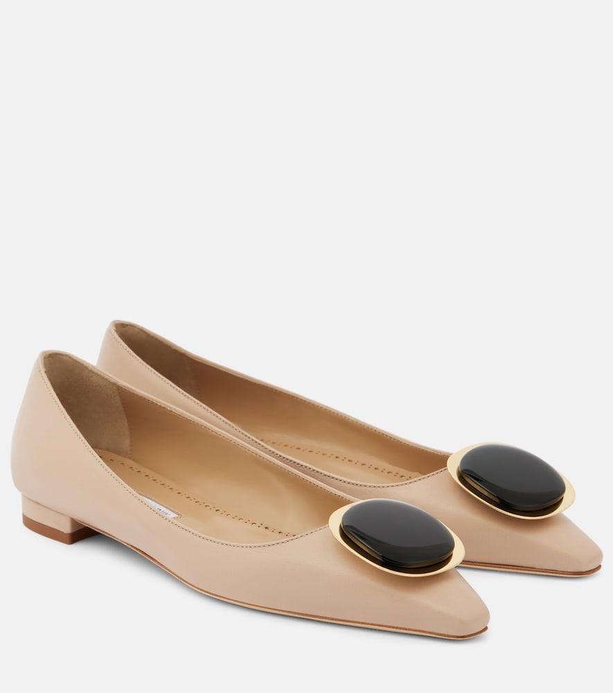 manolo blahnik chiaran leather ballet flats