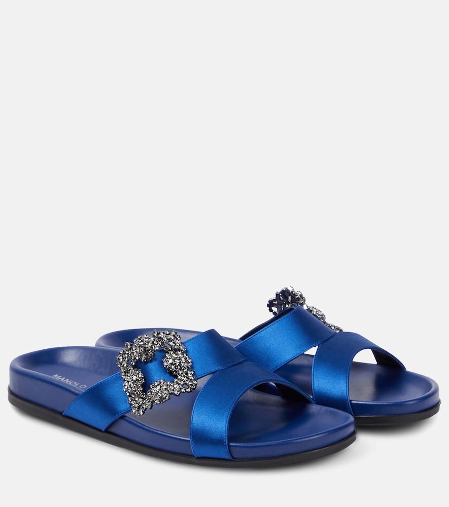 manolo blahnik chilanghi embellished satin sandals