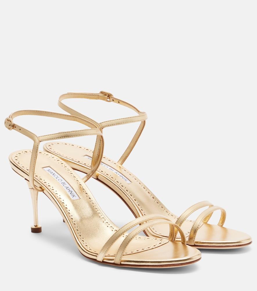 manolo blahnik ciagalo 70 metallic leather sandals