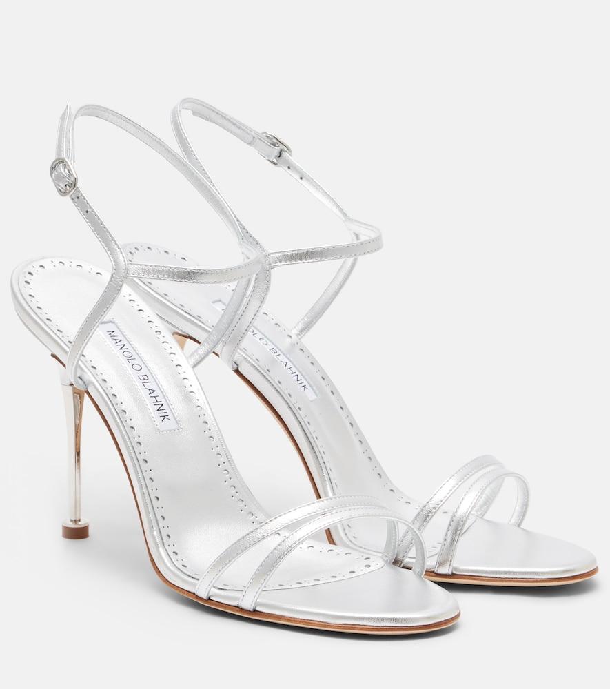 manolo blahnik ciagapla 105 metallic leather sandals