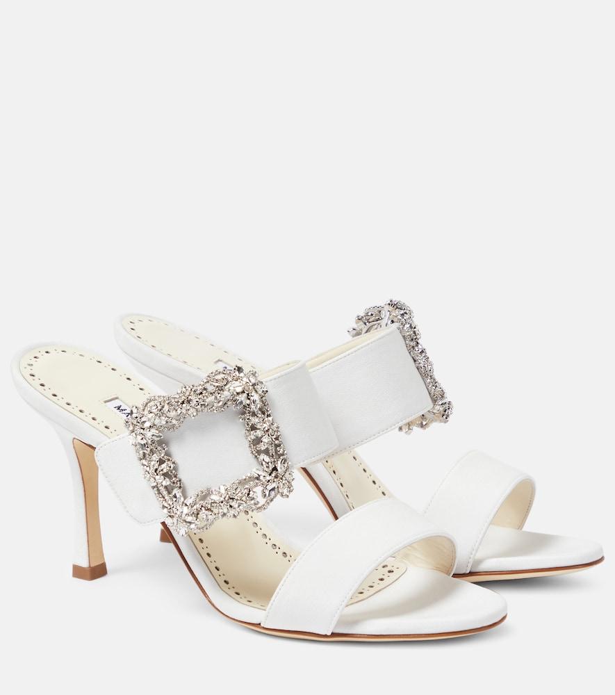 manolo blahnik gable jewel crêpe de chine mules
