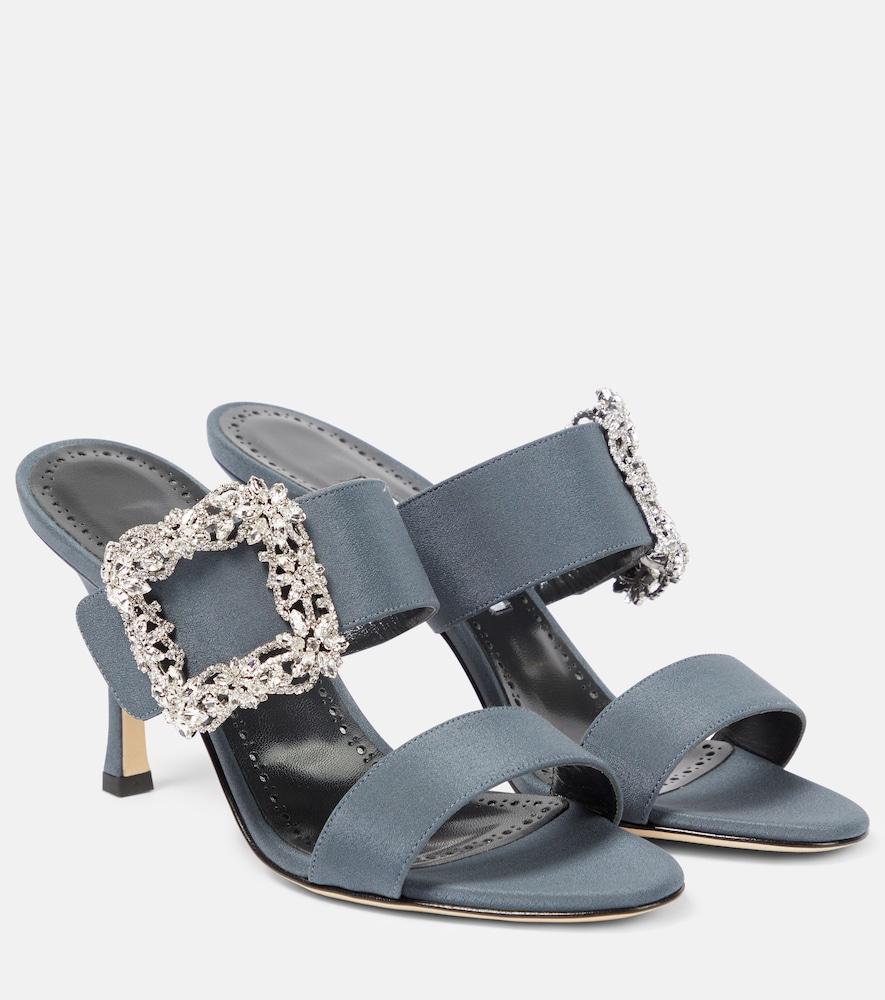 manolo blahnik gable jewel embellished crêpe de chine sandals