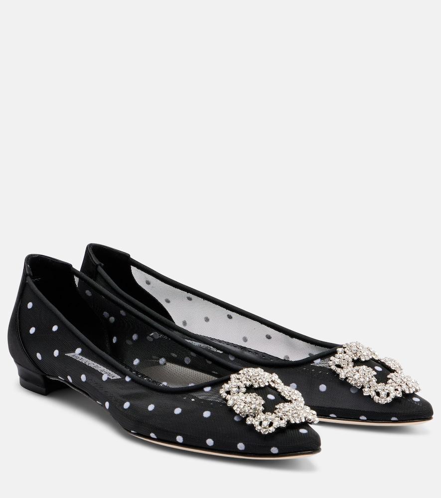 manolo blahnik hangisi embellished mesh ballet flats