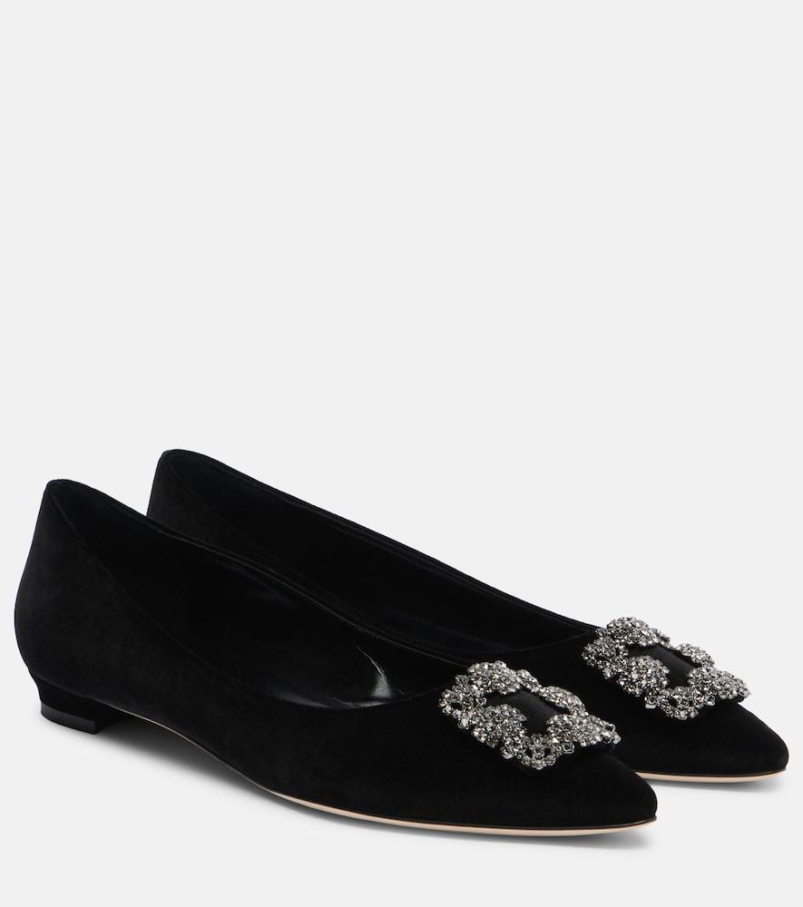manolo blahnik hangisi embellished velvet ballet flats