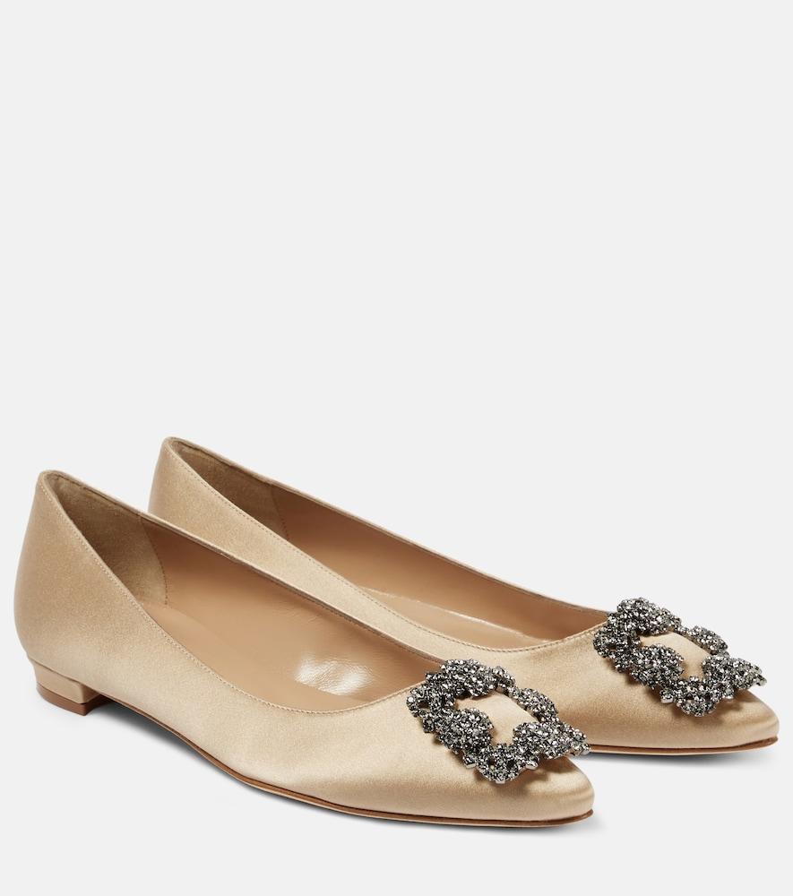 manolo blahnik hangisiflat 70 embellished satin ballet flats