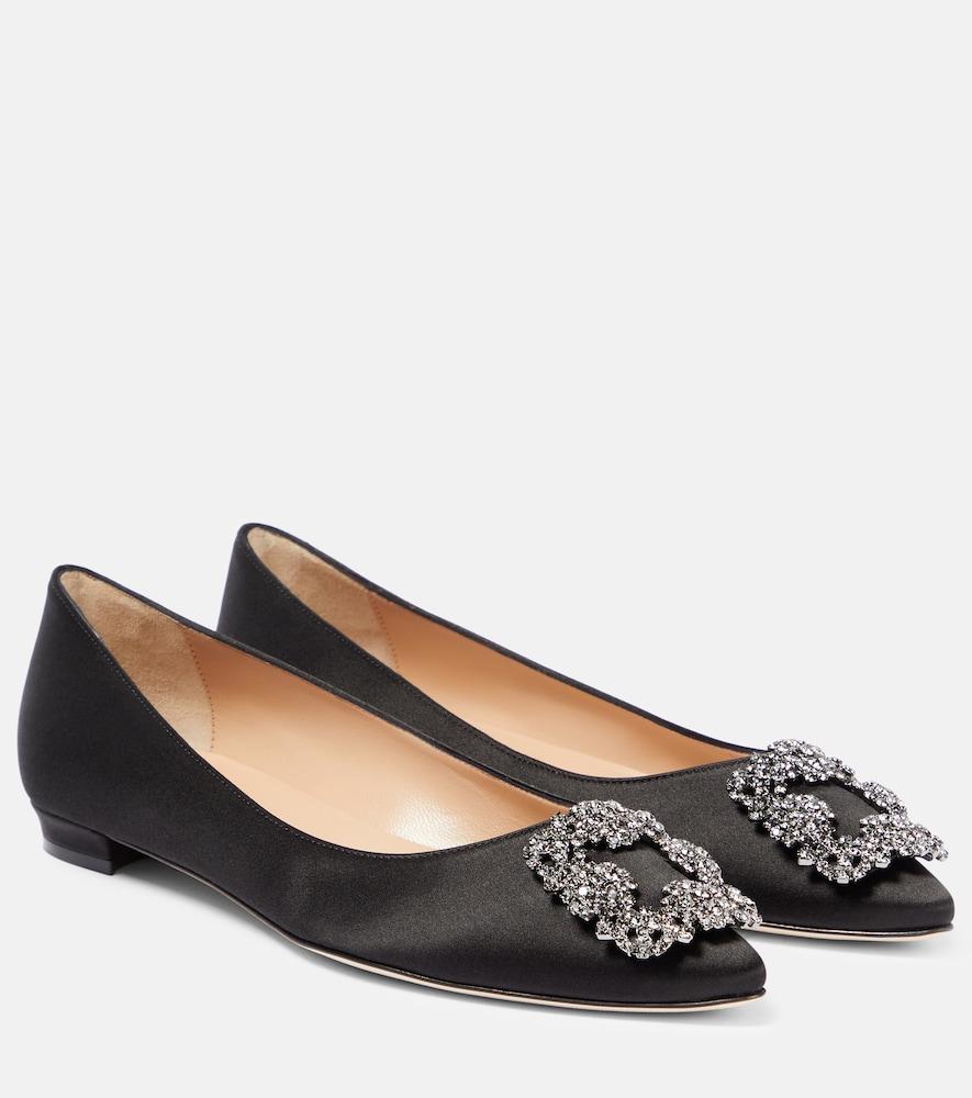 manolo blahnik hangisiflat embellished satin ballet flats