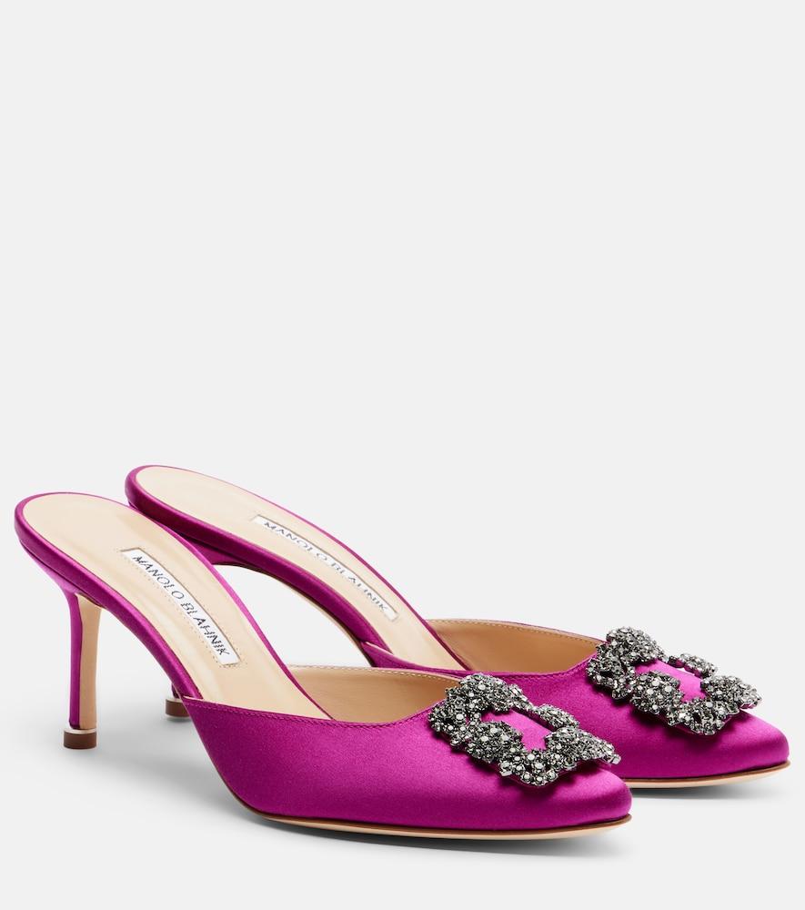 manolo blahnik hangisimu 70 embellished satin mules