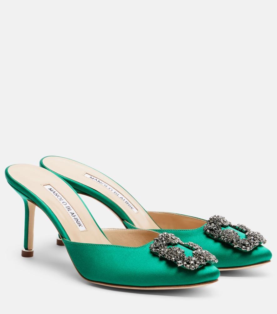 manolo blahnik hangisimu 70 embellished satin mules