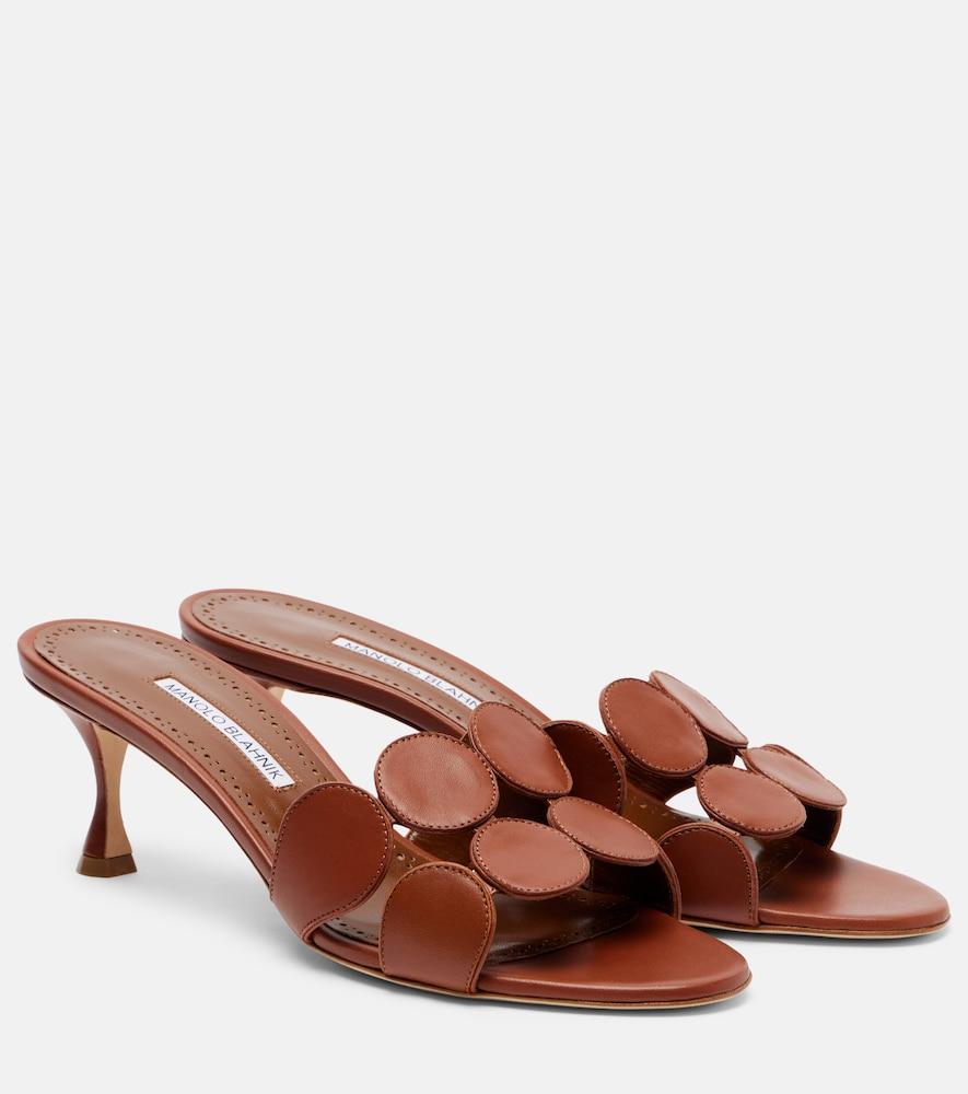 manolo blahnik haribalmu 50 leather mules
