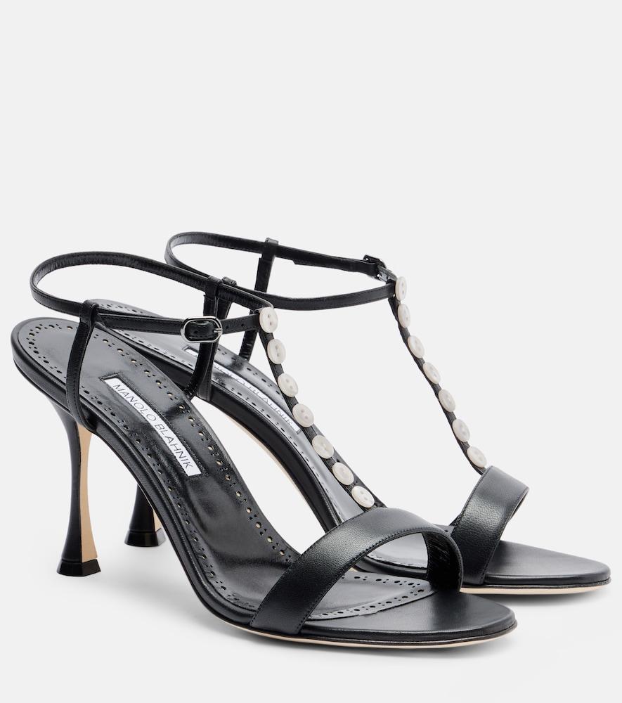 manolo blahnik imbosan leather sandals