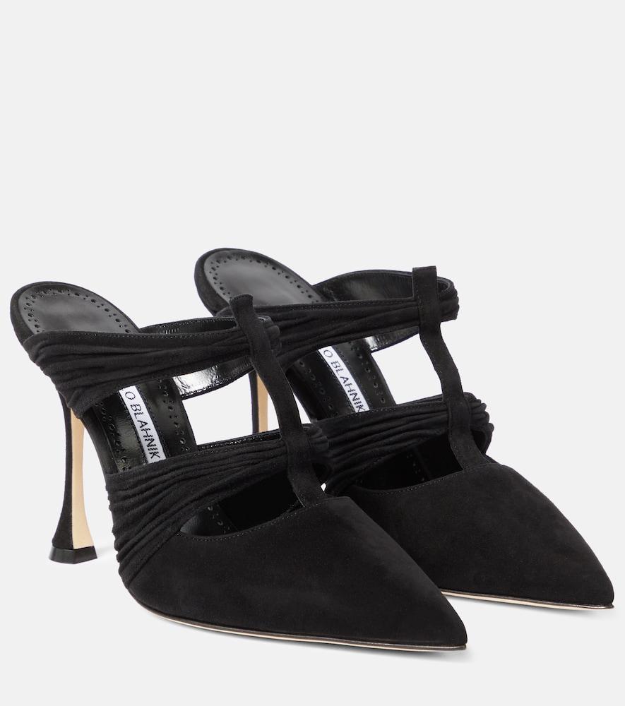manolo blahnik kerua suede mules