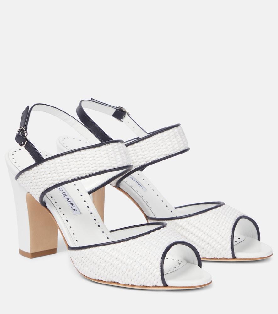 manolo blahnik khiko 90 raffia slingback sandals