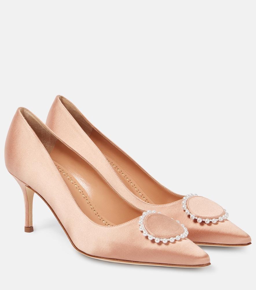 manolo blahnik kifaclo 70 embellished satin pumps