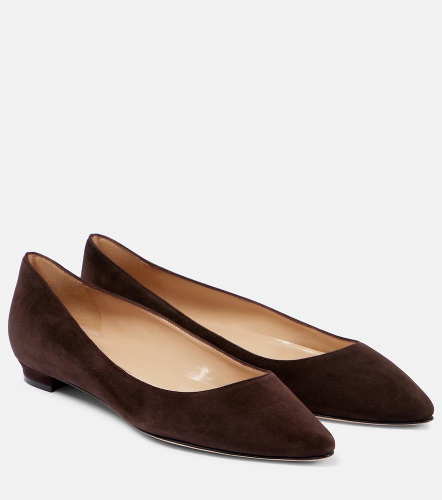 manolo blahnik lanza bb suede ballet flats
