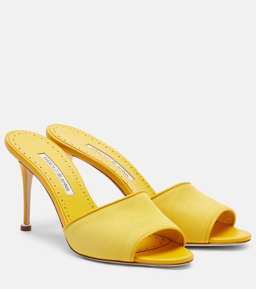 manolo blahnik larache 90 suede mules