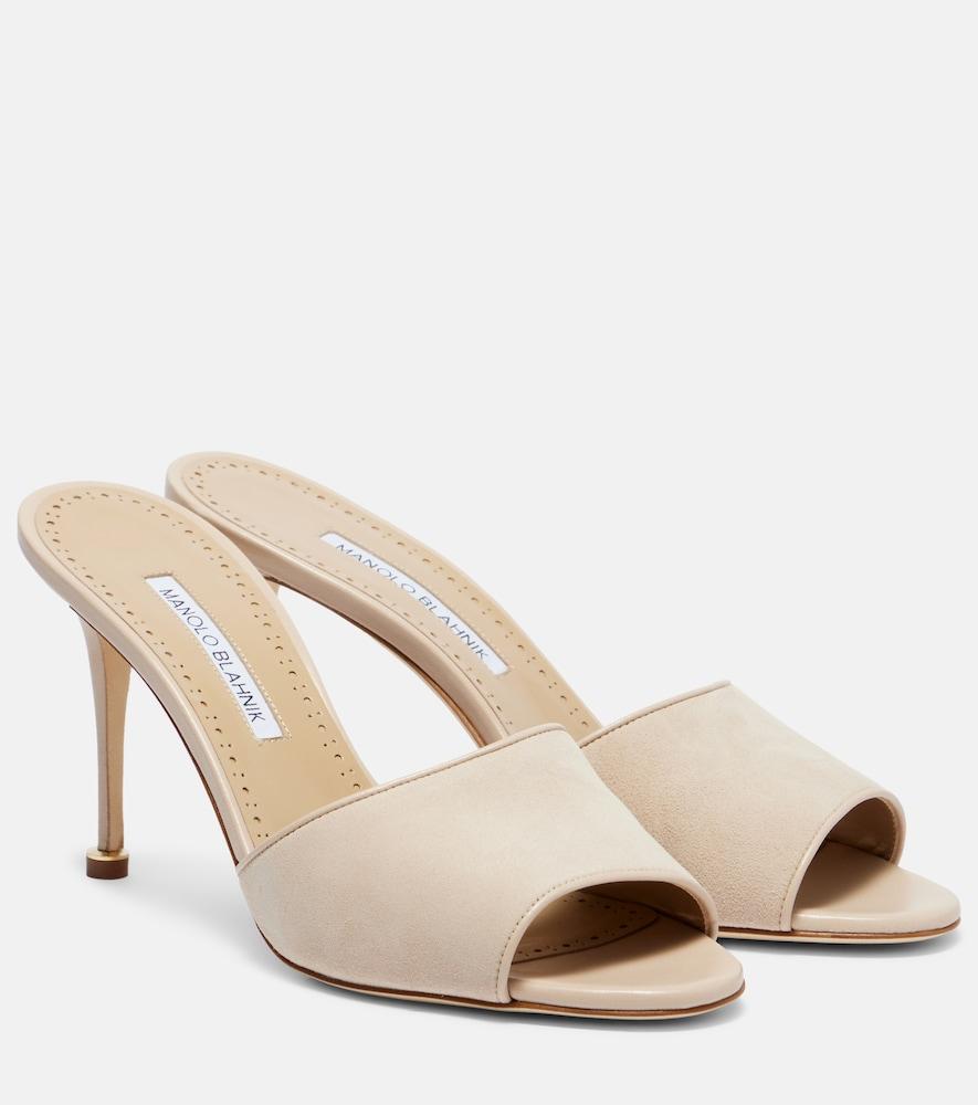 manolo blahnik larache 90 suede mules