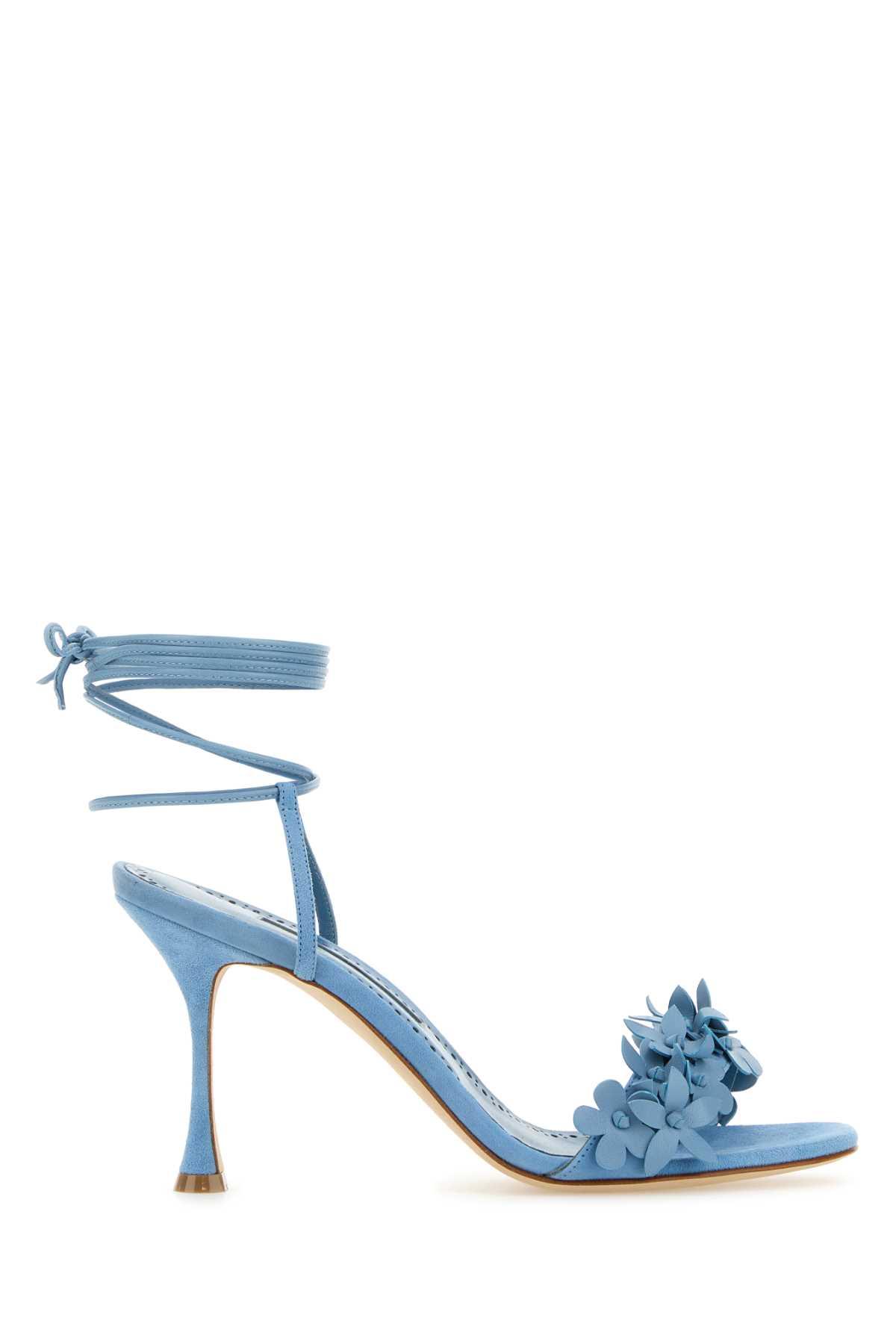 manolo blahnik light blue leather anista sandals