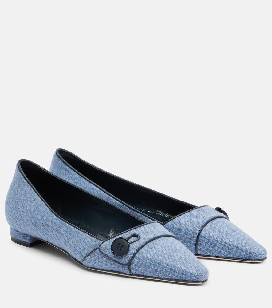 manolo blahnik lulamae herringbone ballet flats