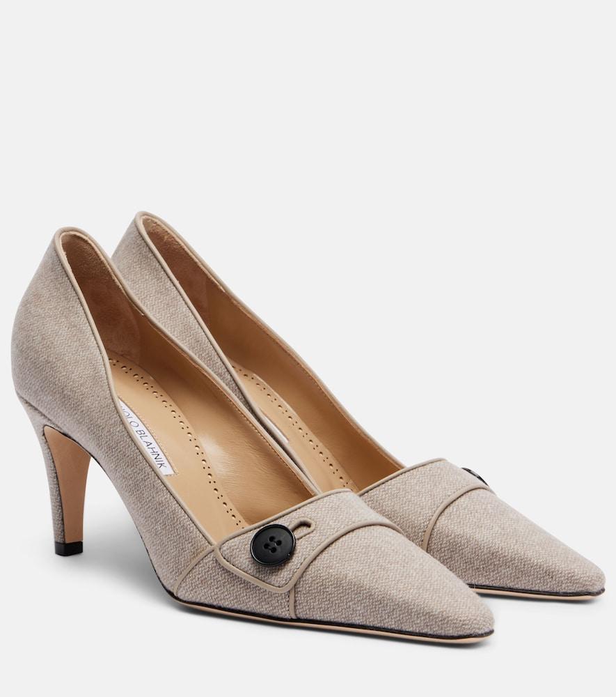 manolo blahnik lulumae 70 herringbone pumps