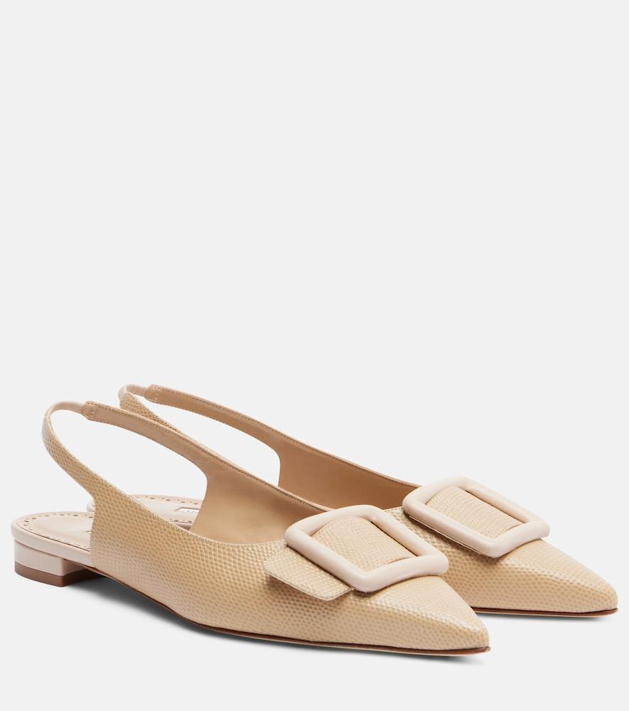 manolo blahnik maylura croc-effect leather slingback flats