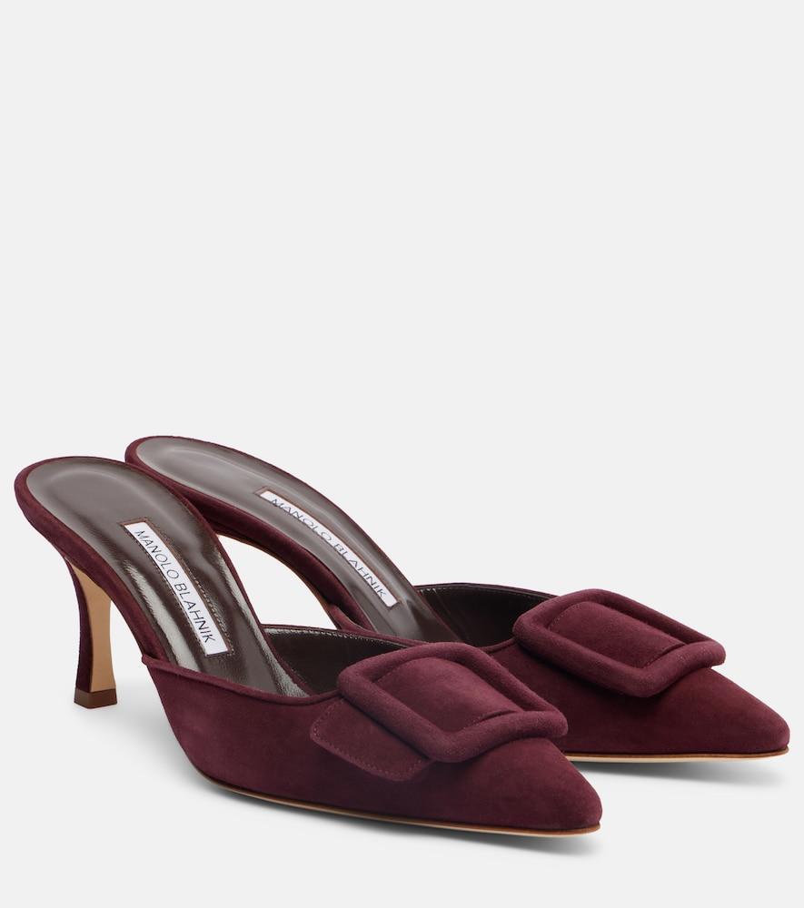 manolo blahnik maysale 70 suede mules